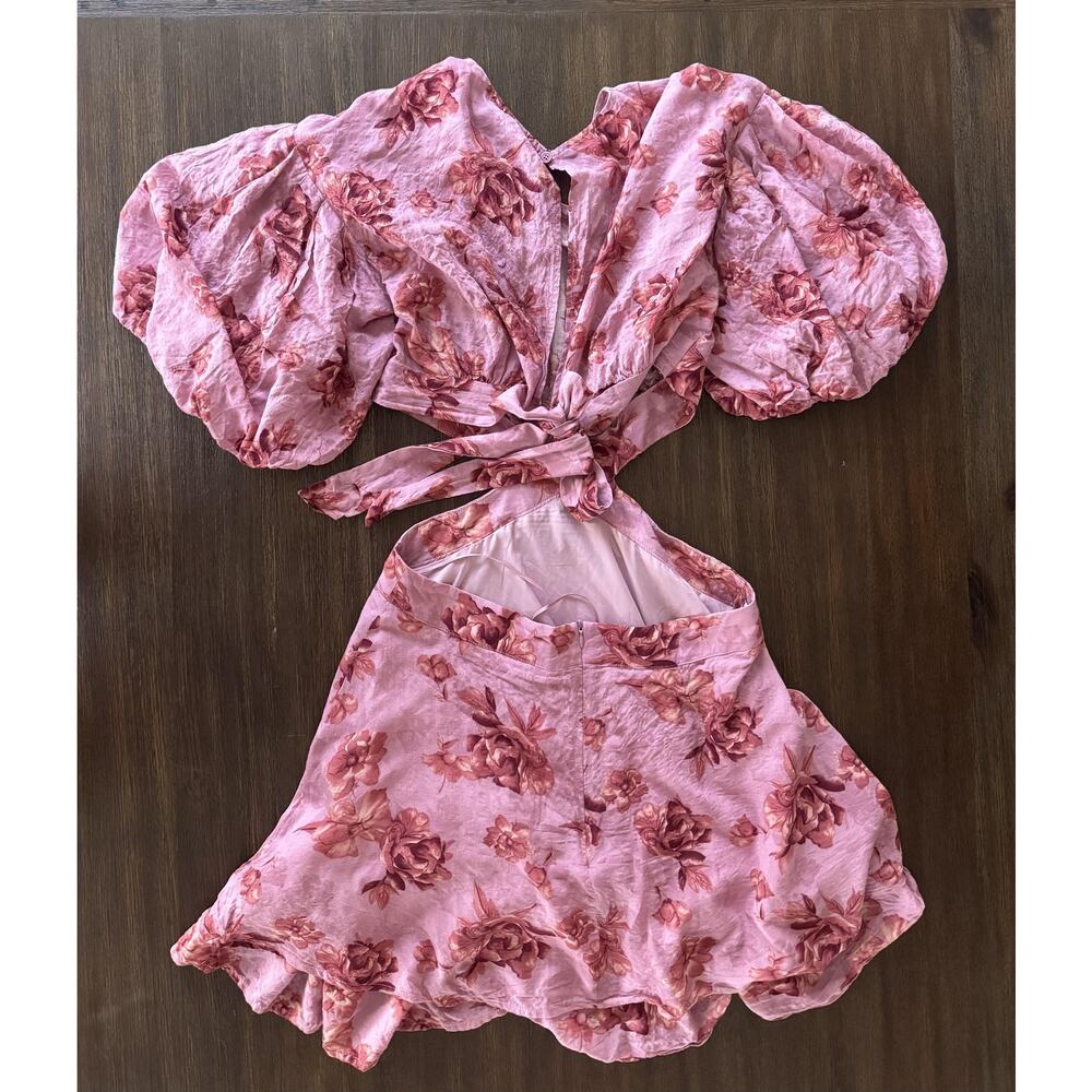 VICI Floral Dress Womens Large Cutout Puff Sleeve Feminine Romantic Date